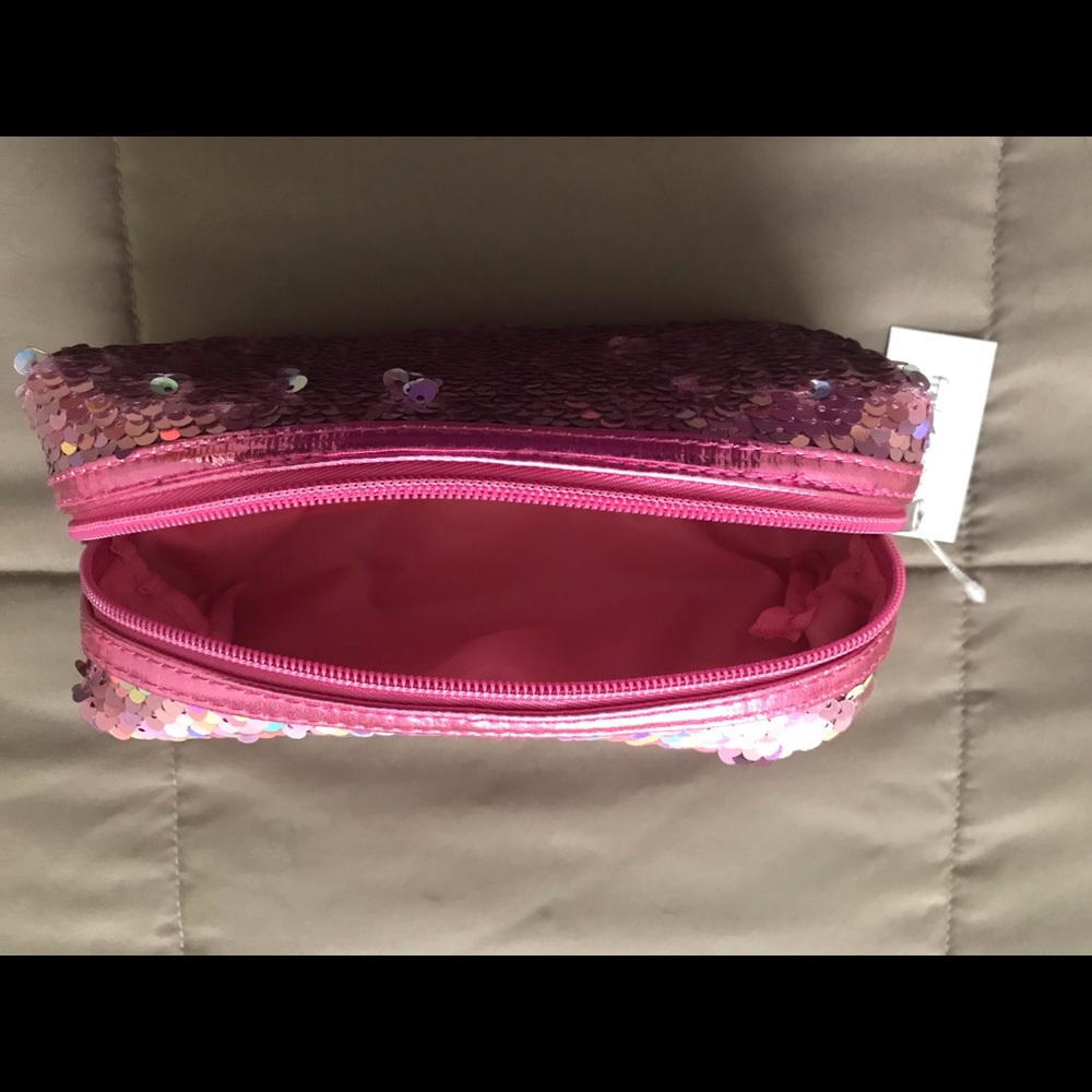 Pink Clutch Bag with Reversible Sequins